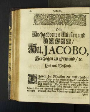 Dem ... Hn. Jacobo, Herzog zu Ormund/ ...