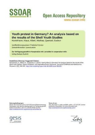 Youth protest in Germany? An analysis based on the results of the Shell Youth Studies