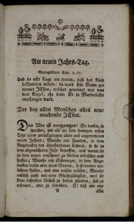 Am neuen Jahrs-Tag. - Am Fest der Erscheinung Christi.