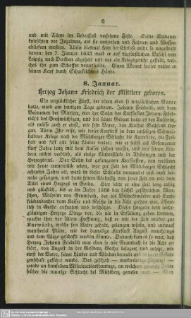 8. Januar. Herzog Johann Friedrich der Mittlere geboren