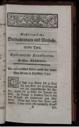 Erster Theil. Epidemische Krankheiten.
