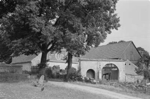Fachwerkhaus eines Gehöftes in Miltitz. : Tykowane domske statoka w Miłoćicach.