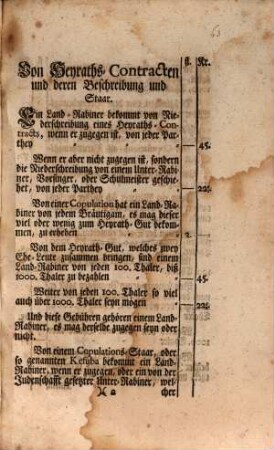 Tax, Wornach sich bey einer gesamten Land-Judenschafft-Barnosen, Land-Rabiner, Unter-Rabiner, und Schreiber, in Erhebung der Gebühren, in nachstehenden Fällen ... zu achten haben