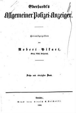 Eberhardt's allgemeiner Polizei-Anzeiger. 46. 1858 = Jan. - Juni