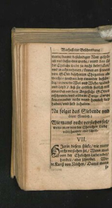 VII. Wie mans recht verstehen sol/ wenn man von der Ehelichen Liebe redet ...