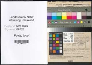 Entnazifizierung Josef Puetz , geb. 25.11.1900 (Spediteur)