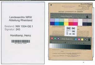 Entnazifizierung Heinz Horstkamp , geb. 12.07.1912 (Vorarbeiter)