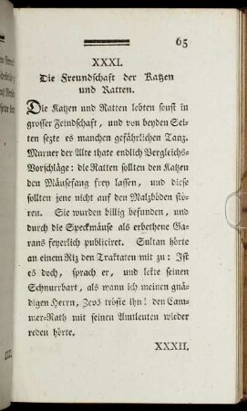 XXXI. Die Freundschaft der Katzen und Ratten. - L. Der Stachel der Biene.