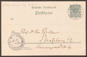Postkarte an Friedrich Spitta : 16.01.1896