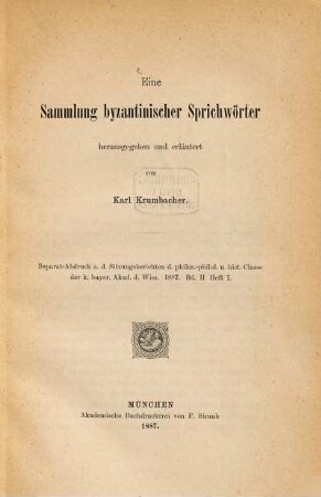 Eine Sammlung byzantinischer Sprichwörter