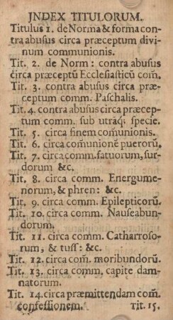 Index titulorum.