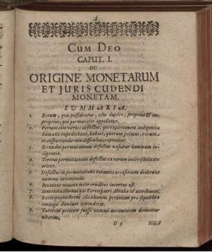 Caput I. De Origine Monetarum Et Iuris Cudendi Monetam