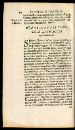 Beati Ioannis Theologi Catholica epistola tertia.