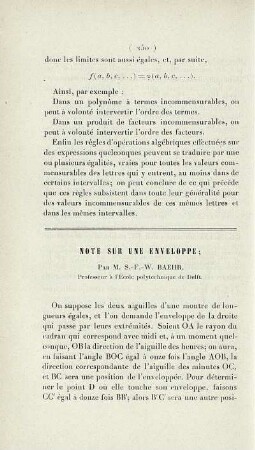 Note sur une enveloppe.