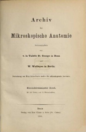 Archiv für mikroskopische Anatomie. 31, 31. 1888