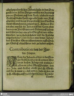 Contribution von der Juden Häupter