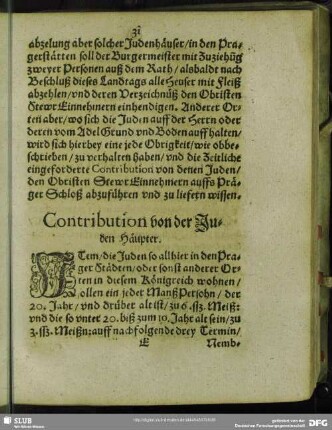 Contribution von der Juden Häupter