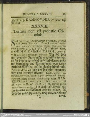 XXXVIII. Tortura non est probatio Criminis