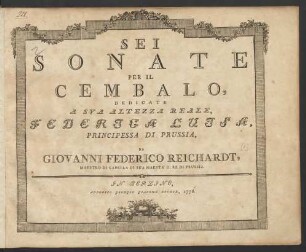 Sei Sonate Per Il Cembalo
