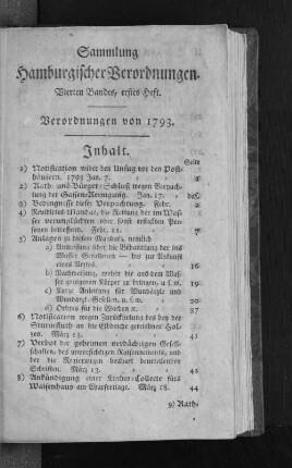 Sammlung Hamburgischer Verordnungen. : Vierten Bandes, erstes Heft.