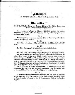 Satzungen des Königlichen Maximilians-Ordens für Wissenschaft und Kunst : [Kopftitel.]