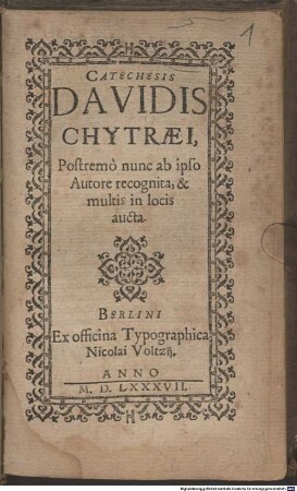 Catechesis Davidis Chytraei