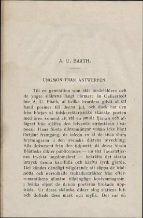 A. U. Bååth. Ungmön Från Antwerpen.