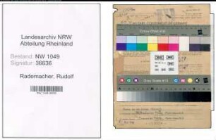 Entnazifizierung Rudolf Rademacher , geb. 16.02.1900 (Verwaltungsangestellter)