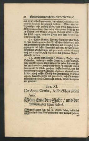Tit. XI. De Anno Gratiae, & Fructibus ultimi Anni.