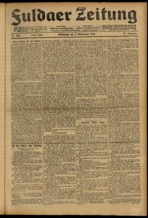 Erste Ausgabe vom Mittwoch, den 05. November 1913.
