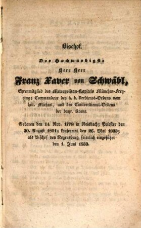 Schematismus des Bistums Regensburg. 1840
