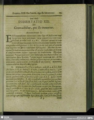 Dissertatio XIII. De Contractibus, qui Re ineuntur