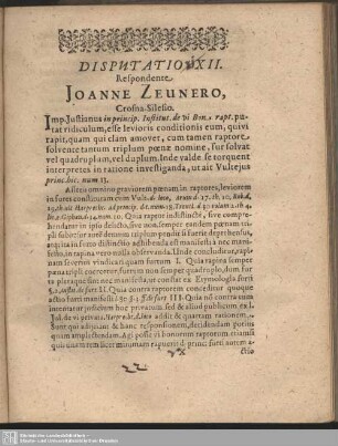 Disputatio XII [XI]. Respondente Joanne Zeunero