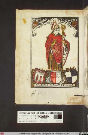Bischof Friedrich von Hohenzollern mit Wappen.