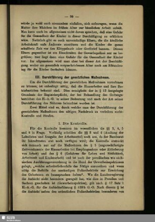 III. Durchführung der gesetzlichen Maßnahmen
