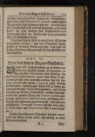 Cap. VI. Von dem innern Augen-Geschwär.