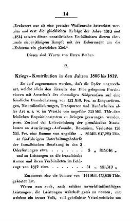 9. Kriegs-Kontribution in den Jahren 1806 bis 1812