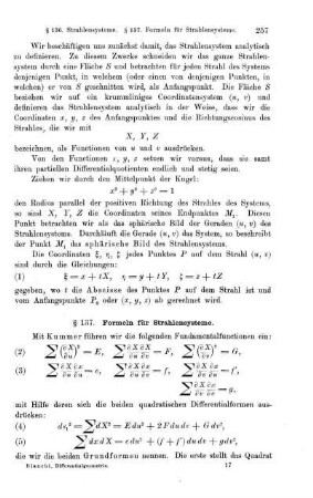 § 137. Formeln für Strahlensysteme.