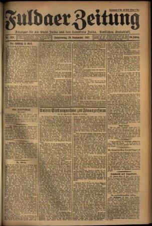 Erste Ausgabe vom Donnerstag, den 29. September 1927.