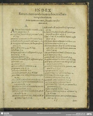 Index Rerum memorabilium in hoc tractatu comprehensarum