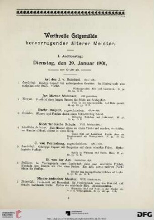 Werthvolle Gemälde hervorragender älterer Meister (Nr. 1-233)