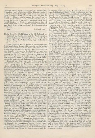 611-613 [Rezension] König, Ed., Einleitung in das Alte Testament mit Einschluß der Apokryphen und der Pseudepigraphen Alten Testaments