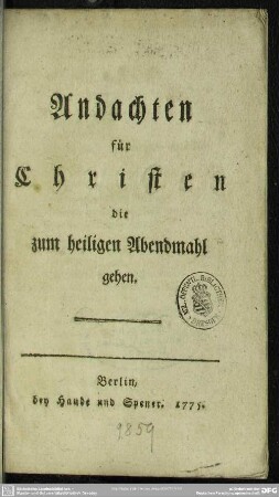Andachten für Christen die zum heiligen Abendmahl gehen