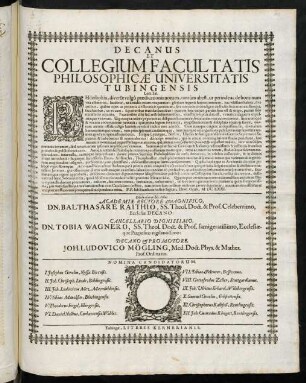 Decanus Et Collegium Facultatis Philosophicae Universitatis Tubingensis Lect. Sal.