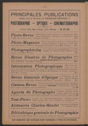 Principales Publications éditées sous la direction de Charles-Mendel