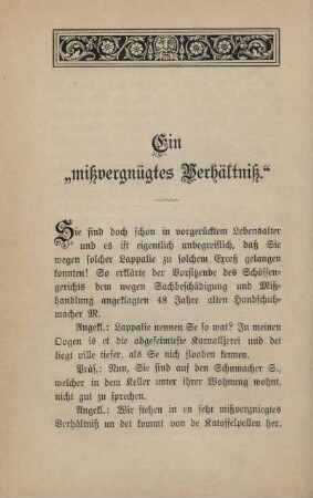 Ein "mißvergnügtes Verhältniß"