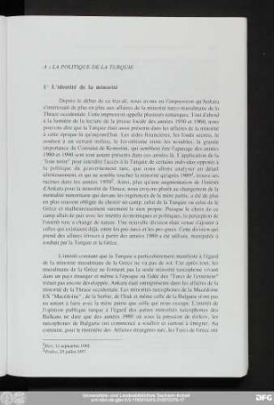 A) La Politique De La Turquie