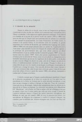 A) La Politique De La Turquie