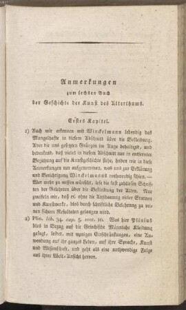 Anmerkungen zum sechsten Buch der Geschichte der Kunst des Alterthums.