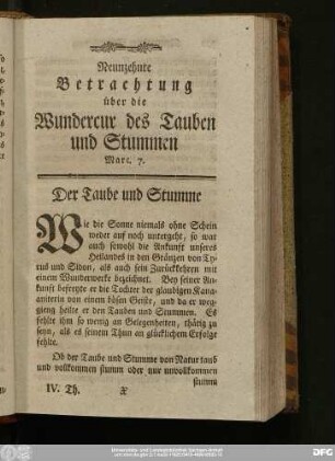 Neunzehnte Betrachtung über die Wundercur des Tauben und Stummen Marc. 7.